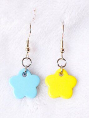 Pastel Flower Dangle Earrings Mismatched Jewelry